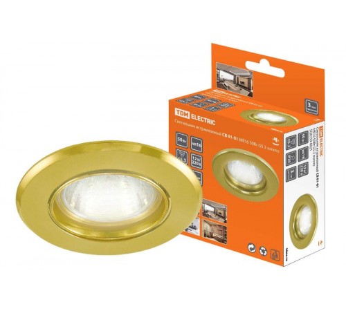 Светильник точечный встраиваемый под лампу СВ 01-01 MR16 50Вт G5.3 золото  SQ0359-0021  TDM