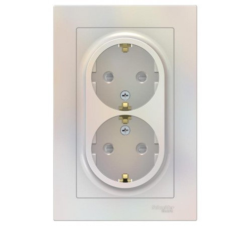 AtlasDesign Жемчуг Розетка 2-ая с заземлением, со шторками, 16А, (в сборе с рамкой)  ATN000426  SE