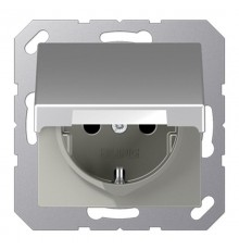 Розетка SCHUKO® с крышкой; термопласт; алюминий  EP1420KLAL  Jung