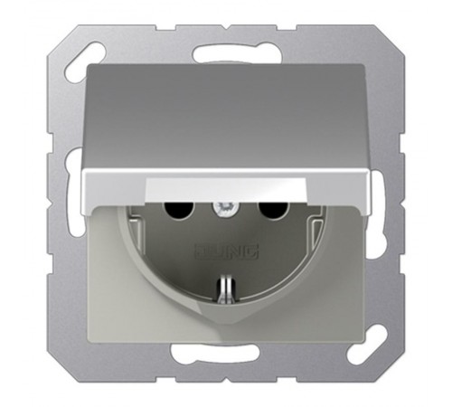 Розетка SCHUKO® с крышкой; термопласт; алюминий  EP1420KLAL  Jung