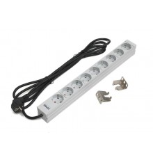 ZPAS WZ-LZ30-09-SU-000/­C Блок розеток для 19" шкафов, 9 розеток, шнур 3 м. (Schuko)  18163  Эл.прочее