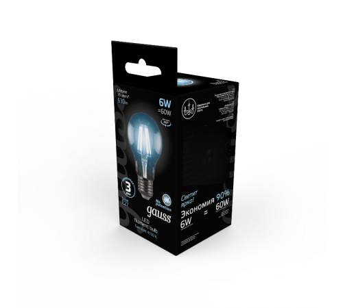Лампа светодиодная LED 6Вт E27 220В 4100К A60  102802206  Gauss