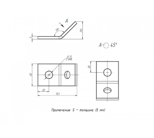STRUT-пластина угловая 135гр. 2 отверстия HDZ  stpu2135-HDZ  EKF