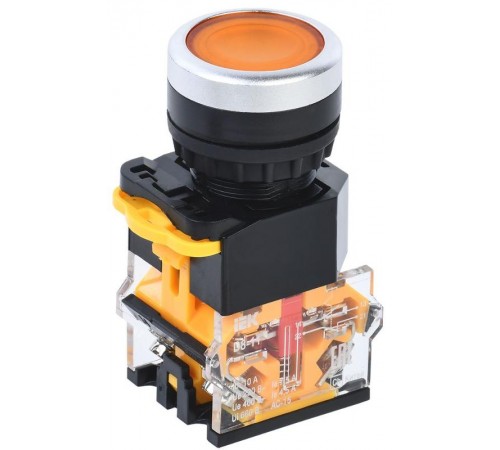 Кнопка D8-11 d=22мм 1з+1р желтая  BBT30-11-3-22-K05  IEK