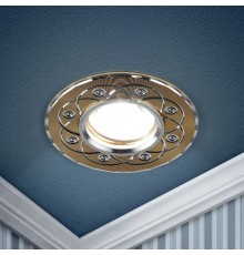 Светильник встраиваемый точечный литой под лампу KL40 SL/GD/1 "алюминевый " MR16, 12V/220V, 50W золото/серебро  Б0049567  ЭРА