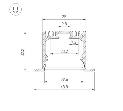 Профиль с экраном SL-LINIA49-F-2500 ANOD+OPAL  020469  Arlight