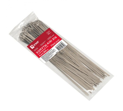 Хомут AISI 316 из нержавеющей стали, 4.6x360 (100 шт.) FlexLock PROximaplc-fl-tss-316-4.6x360EKF