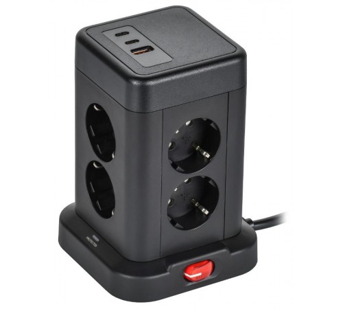 DOMINIC Удлинитель У08K 1,5м 3х1мм2 USB A+C 20Вт чер  DN-YP30-16-08-01-ZKU-K02  IEK