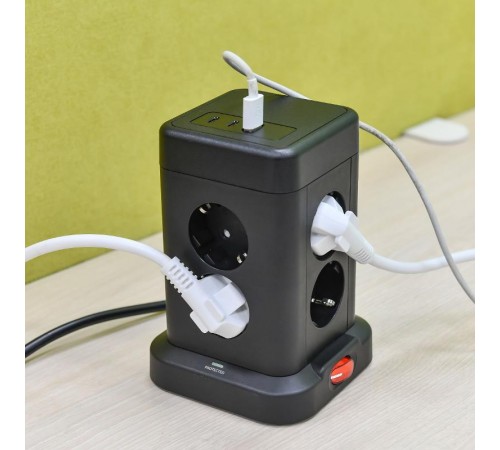 DOMINIC Удлинитель У08K 1,5м 3х1мм2 USB A+C 20Вт чер  DN-YP30-16-08-01-ZKU-K02  IEK