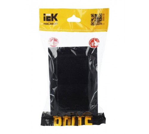 BRITE Розетка 2-ая с крышкой 16А в сб IP44 РСбш12-3-44-БрЧ черный  BR-R26-16-44-K02-F  IEK