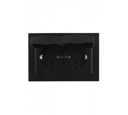 BRITE Розетка 2-ая с крышкой 16А в сб IP44 РСбш12-3-44-БрЧ черный  BR-R26-16-44-K02-F  IEK