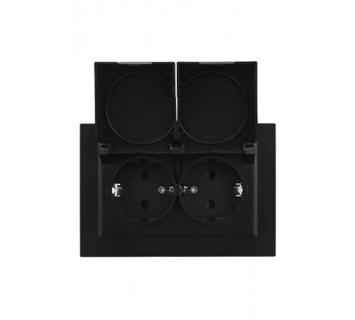 BRITE Розетка 2-ая с крышкой 16А в сб IP44 РСбш12-3-44-БрЧ черный  BR-R26-16-44-K02-F  IEK