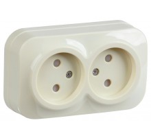РСш22-2-ХК Розет. 2-ая без з/к с з/ш о/у 10А GLORY кремовый  ERH23-K33-10  IEK