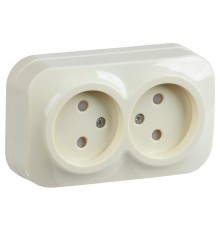 РСш22-2-ХК Розет. 2-ая без з/к с з/ш о/у 10А GLORY кремовый  ERH23-K33-10  IEK