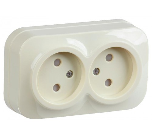 РСш22-2-ХК Розет. 2-ая без з/к с з/ш о/у 10А GLORY кремовый  ERH23-K33-10  IEK