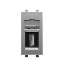 USB 2.0 розетка модульная, тип А-А, "Avanti", "Закаленная сталь", 1 модуль  4404401  DKC