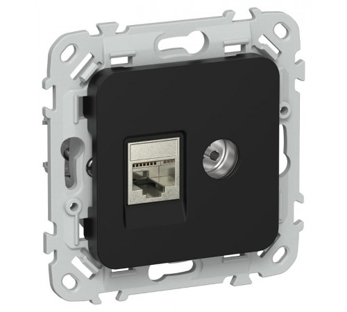 FLITE Розетка 2-ая RJ45/TV кат.5Е STP РКТВ5е-2-1-ФлЧ черный  FI-AK21-1-K02  IEK