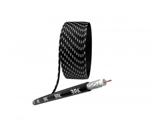 ЭРА Кабель коаксиальный RG-6U, 75 Ом, CCS/(оплётка Al 64%), PE, цвет чёрный, бухта 100 м, SIMPLE  Б0044601  ЭРА