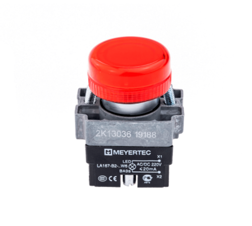 Сигнальная лампа в сборе, красный, 220V AC/DC, мет. MTB2-BV634  43356  ОВЕН