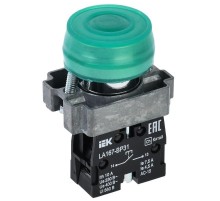 Кнопка LA167-BP31 d=22мм 1з зеленая  BBT20-BP31-1-22-67-K06  IEK
