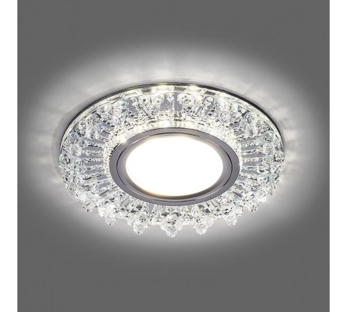 Светильник точечный встраиваемый под лампу, с LED подсветкой CD944 15LED*2835SMD 4000K, MR16 50W G5.3, прозрачный, хром  32992  FERON