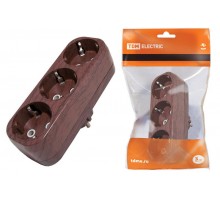 Блок на 3 гнезда 2П б/з плоский 6А 250B "Эко" (бук)   SQ1806-0080  TDM