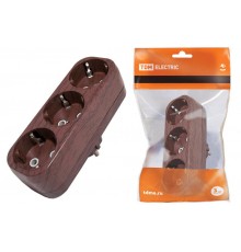 Блок на 3 гнезда 2П б/з плоский 6А 250B "Эко" (бук)   SQ1806-0080  TDM