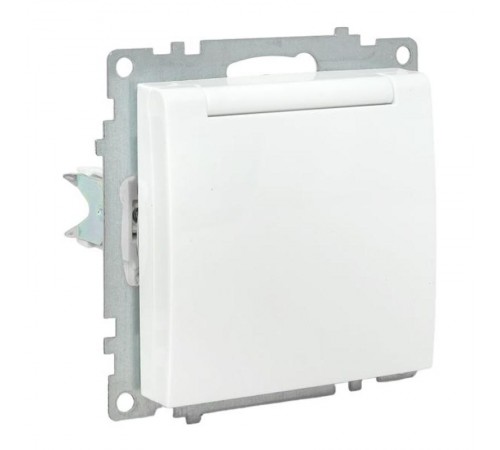 Валенсия Механизм розетки 1-местной с/з 16А белая с крышкой и защ. штор. IP44   EWV10-124-90  EKF
