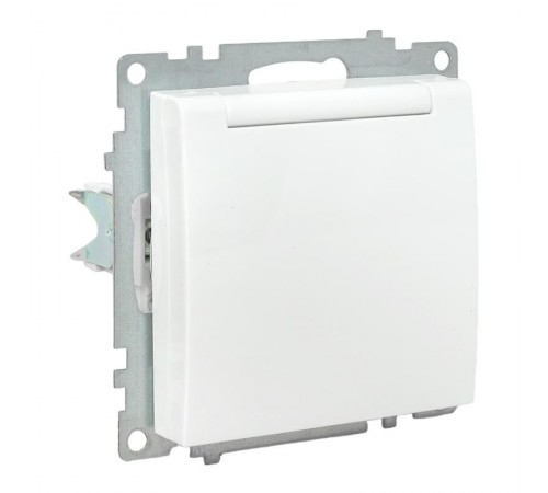 Валенсия Механизм розетки 1-местной с/з 16А белая с крышкой и защ. штор. IP44   EWV10-124-90  EKF