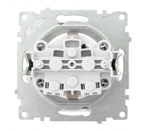 Валенсия Механизм розетки 1-местной с/з 16А белая с крышкой и защ. штор. IP44   EWV10-124-90  EKF