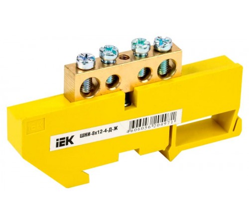 Шина PE "земля" на DIN-изоляторе ШНИ-8х12-4-Д-Ж  YNN10-812-4D-K05  IEK