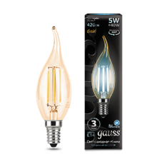 Лампа светодиодная LED 5Вт E14 220В 4100К свеча на ветру  104801805  Gauss
