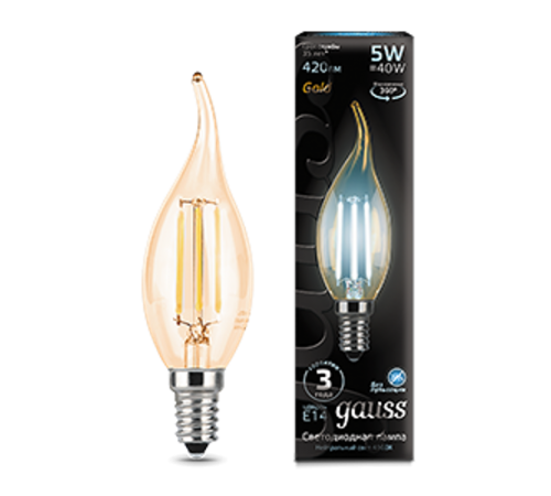 Лампа светодиодная LED 5Вт E14 220В 4100К свеча на ветру  104801805  Gauss