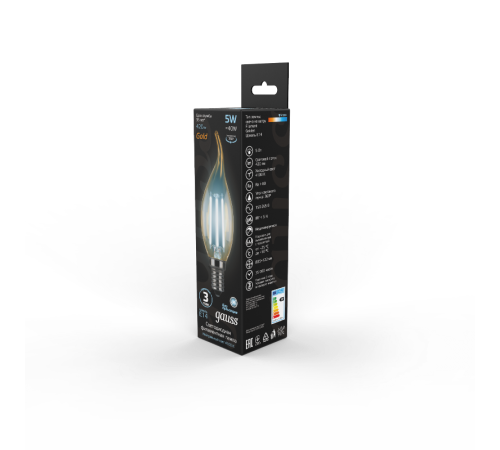 Лампа светодиодная LED 5Вт E14 220В 4100К свеча на ветру  104801805  Gauss