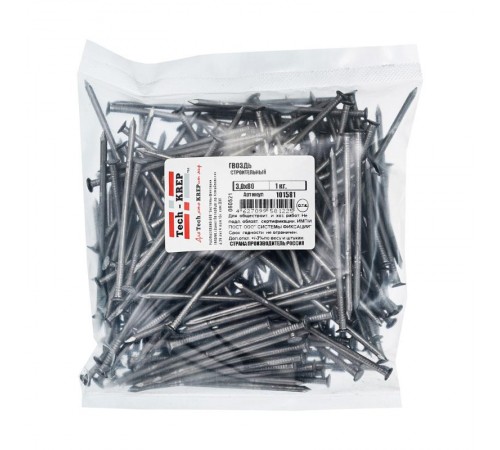 Гвоздь строительный 3,0х80 (1 кг) - пакет  101581  Tech-KREP
