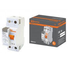 Выключатель дифференциальный (УЗО) ВД63 2п 40А 30мА тип AC (электронный)  SQ0220-0004  TDM