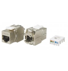 KJ8-8P8C-C6-180-TLS-SH-F-WH Вставка Keystone Jack RJ-45(8P8C), категория 6, экранированная, тип 180 градусов, Toolless, белая  426188  Hyperline