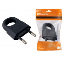 Вилка б/з с кольцом черная 10А 250В (евровилка CEE 7/16)  SQ1806-0190  TDM