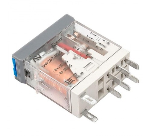 Реле промежуточное с кнопкой и мех. Индикацией RPAt 22/2 8A 24В DC  rpat-22-2-24DC   EKF