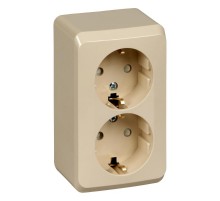 Этюд Кремовый О/У Розетка 2-ая с заземлением со шторками  PA16-008K  SE