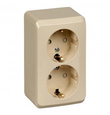 Этюд Кремовый О/У Розетка 2-ая с заземлением со шторками  PA16-008K  SE