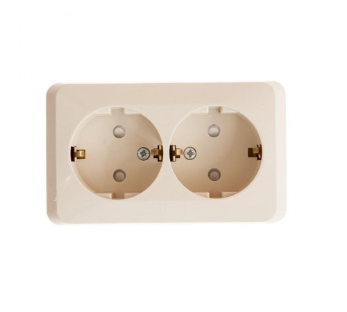 Этюд Кремовый О/У Розетка 2-ая с заземлением со шторками  PA16-008K  SE