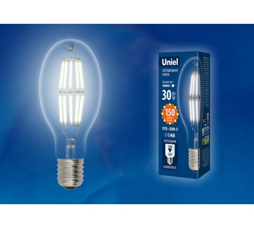 Лампа светодиодная промышленная LED-ED90-30W/DW/E40/CL GLP05TR LED мощная, прозр. 4000К  UL-00003761  Uniel