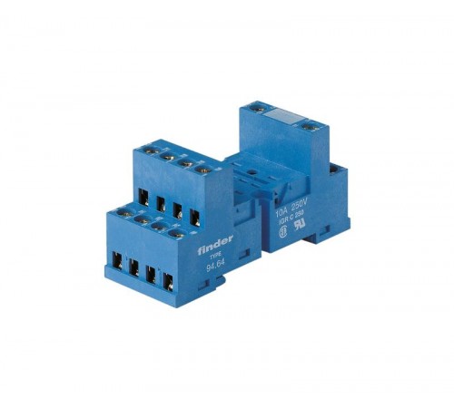 Розетка с винтовыми клеммами (с зажимной клетью) для реле 55.32,55.34, таймера 85.02,85.04; в комплекте металлическая клипса 094.51  9464SMA  Finder