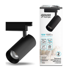 Светильник светодиодный трековый цилиндр 16W 1680lm 4000K 180-220V IP20 65*206мм черный линза 36  TR082  Gauss