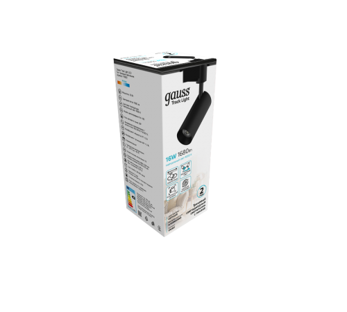 Светильник светодиодный трековый цилиндр 16W 1680lm 4000K 180-220V IP20 65*206мм черный линза 36  TR082  Gauss