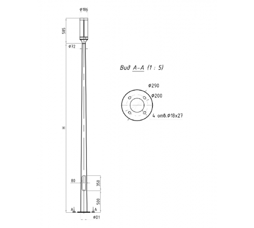 Светильник светодиодный COLOSS TOP LED 30W RW 830 RAL9005 POLE 4M SET (в комплекте ЗДФ)  4798000170  Световые Технологии