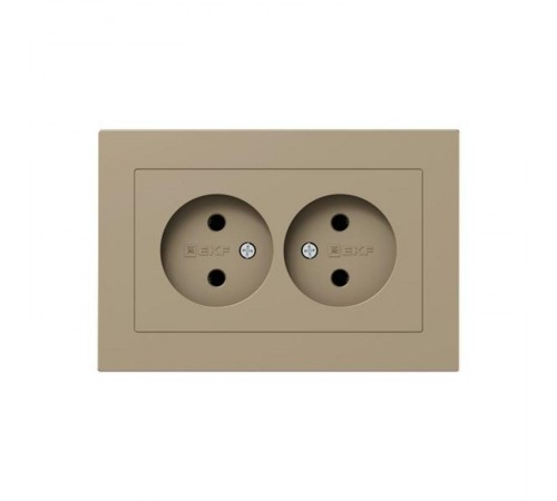 Механизм розетки двойной, 16А, без заземления, без шторок, с рамкой, шампань Эпика  UP1-SOC-200 EKF