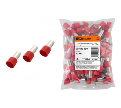 Наконечник-гильза Е50-20 50мм2 с изолированным фланцем (100шт)   SQ0512-0010  TDM