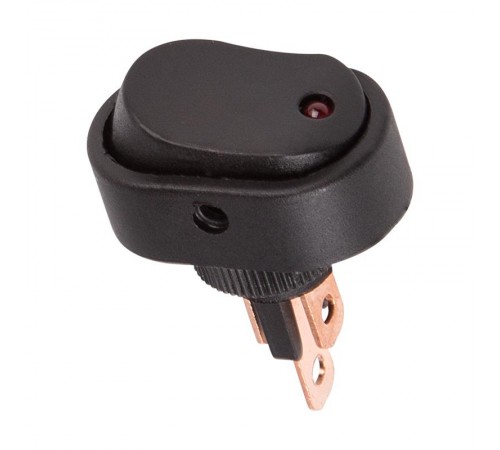 Выключатель клавишный 12V 20А (3с) ON-OFF черный ОВАЛ с красной LED подсветкой  36-2670  REXANT